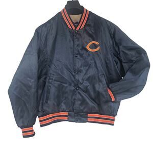 Vintage 90s Chicago Bears NFL Swingster Blue Satin Varsity Jacket Men's XL 3915
